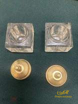 Письменный набор : чернильница и 2 подсвечника.  Бронза,оникс,стекло. Высота 14 см