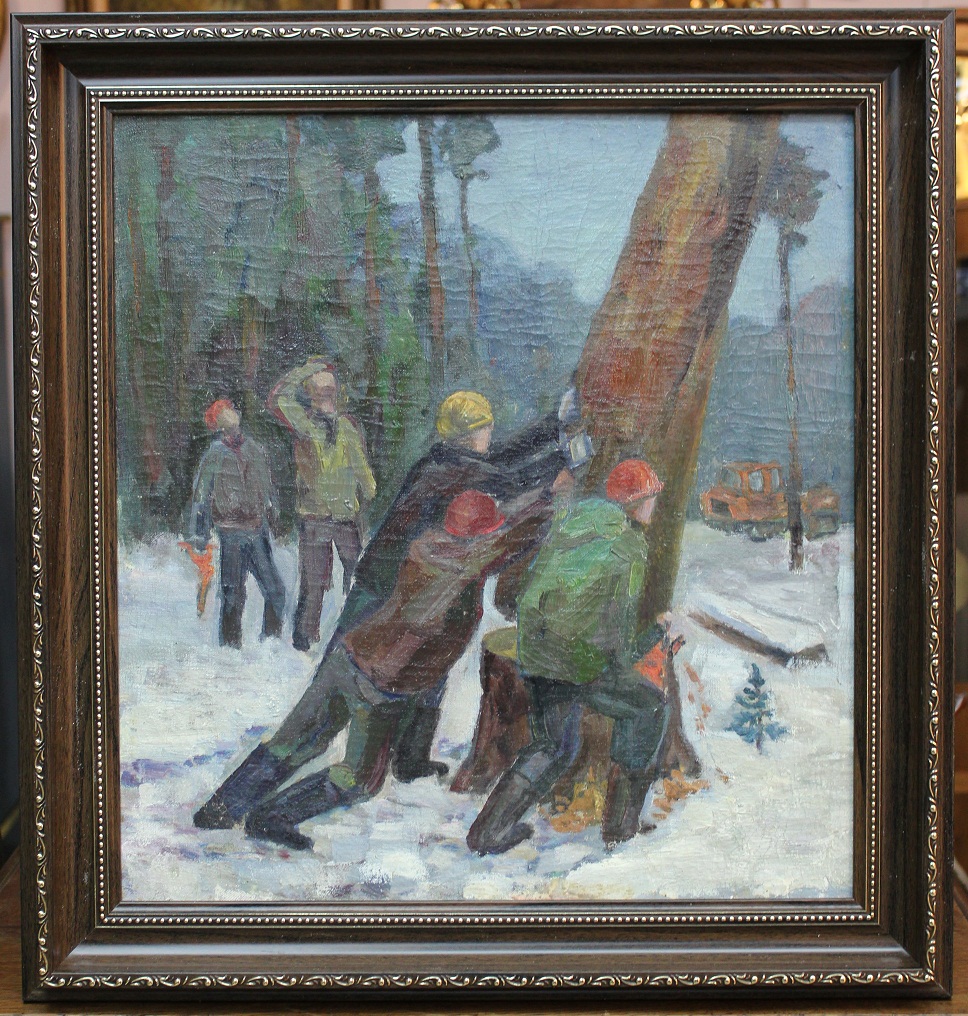 Картина "Лес валят", СССР, 50-е г.