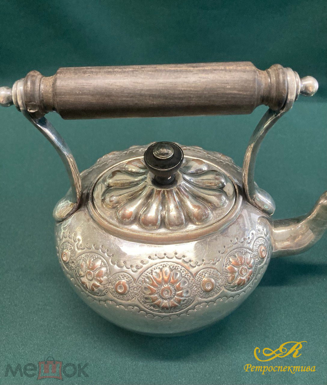 Бульотка на спиртовке. Эгоист. Серебрение. Англия XIX - XX в. Высота 28 см. Объем 1 л.