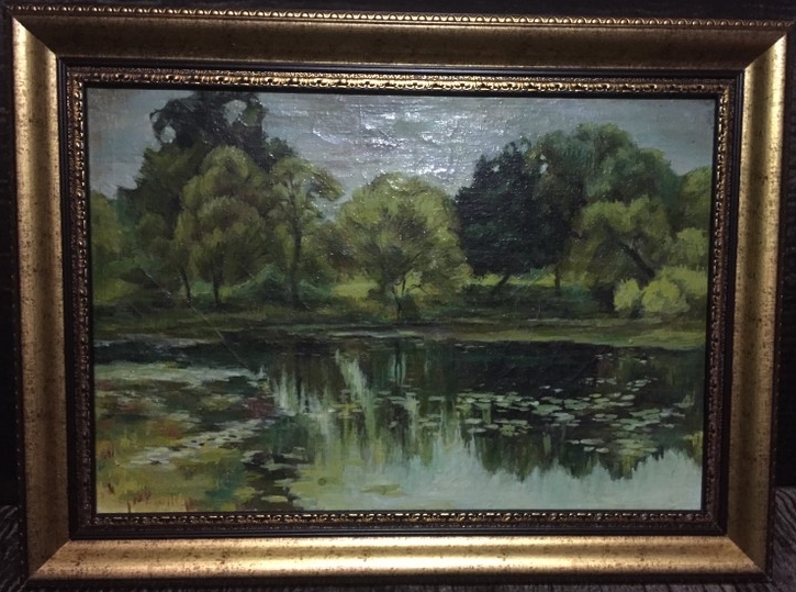 Картина "Пейзаж с озером", 1 пол. XX в.