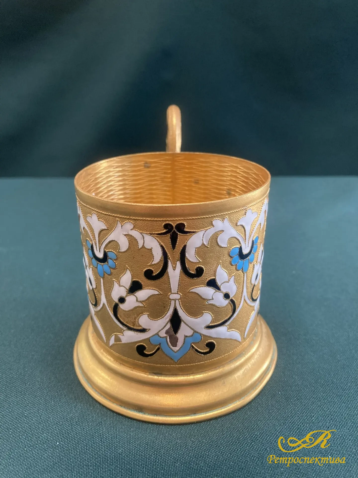 Подстаканник с горячей эмалью. ЛФ 7 МЕТАЛЛ. СССР.