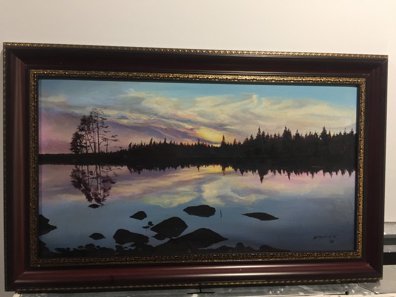 Картина «Закат на озере»,  худ. Бидыков М. 2002 г.