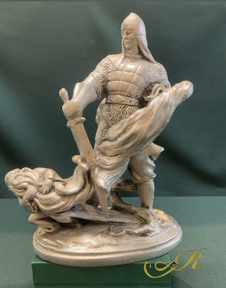 Скульптура " Руслан и Черномор" силумин.