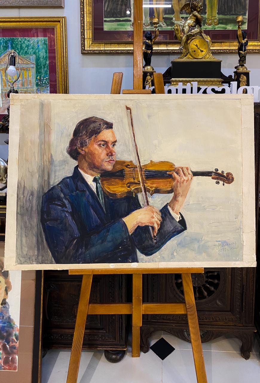 Картина  "Скрипач Р.А.Бренинг"  худ. Рязанская Д.И. 1972 г.
