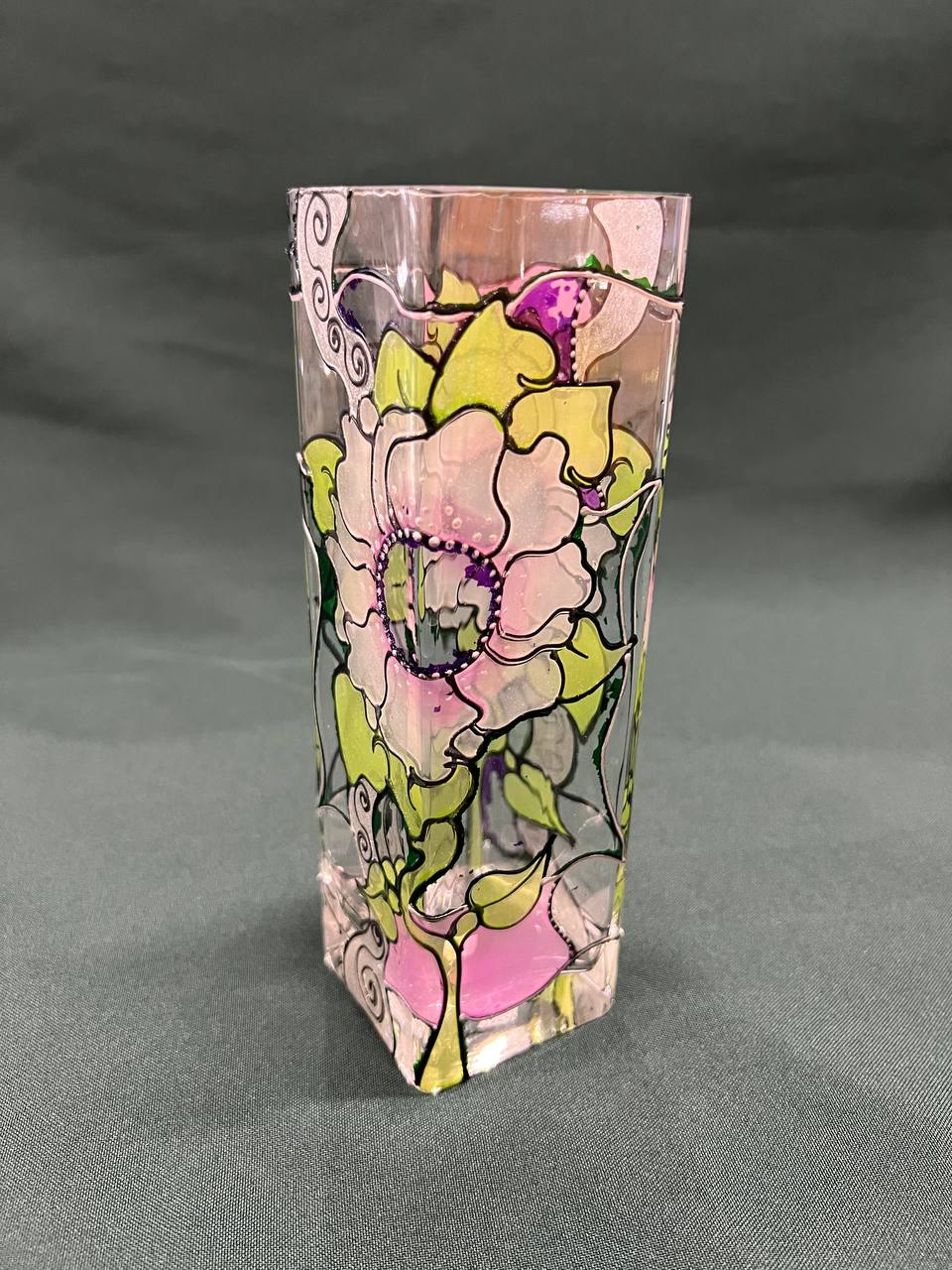 Ваза стекло, ручная роспись.