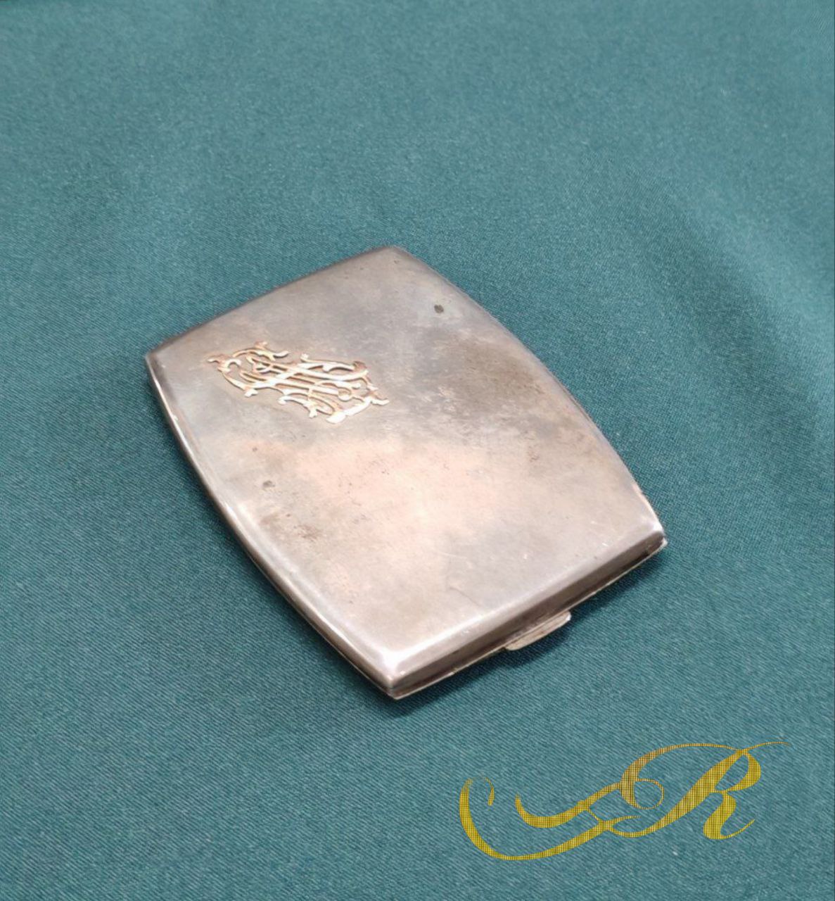 Портсигар серебро с золотой накладкой, 150 гр.