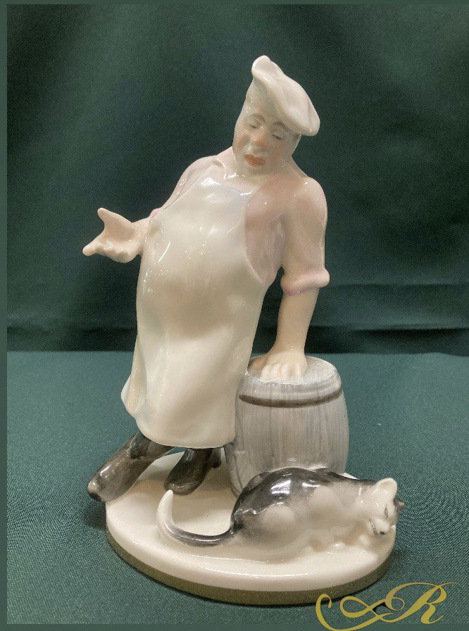 Фарфоровая статуэтка "Повар и кот" ЛФЗ