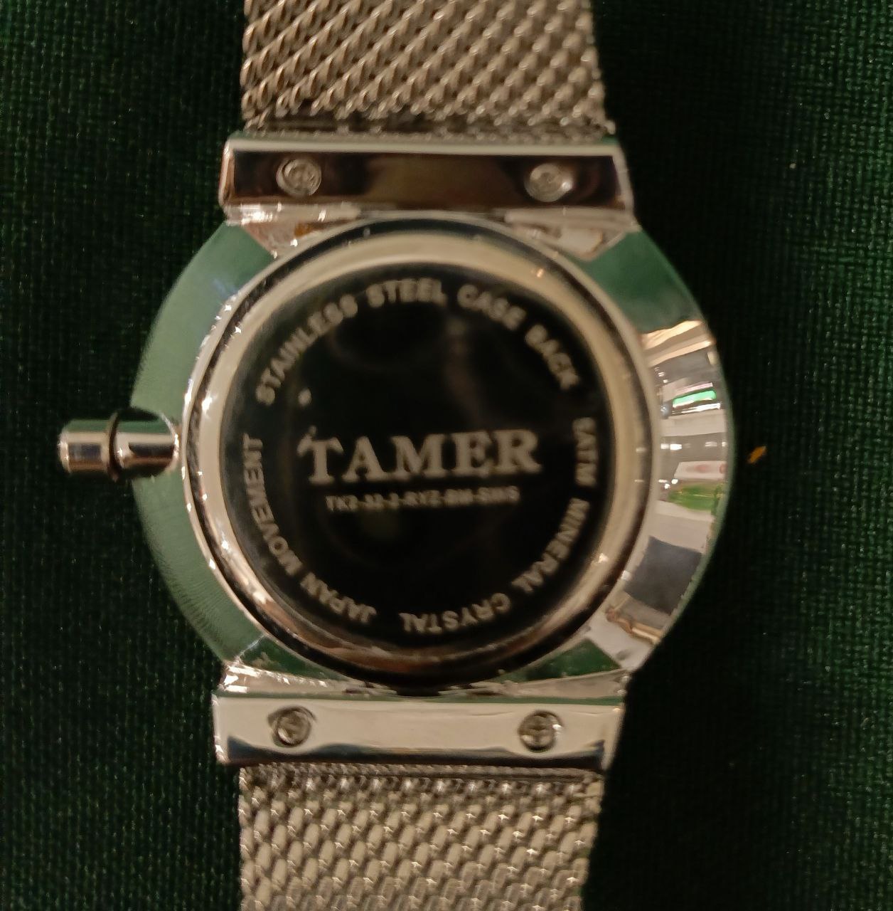 Часы с ремешком TAMER. Японский кварц, минеральное стекло, корпус биж. Сплав. (белый циферблат)