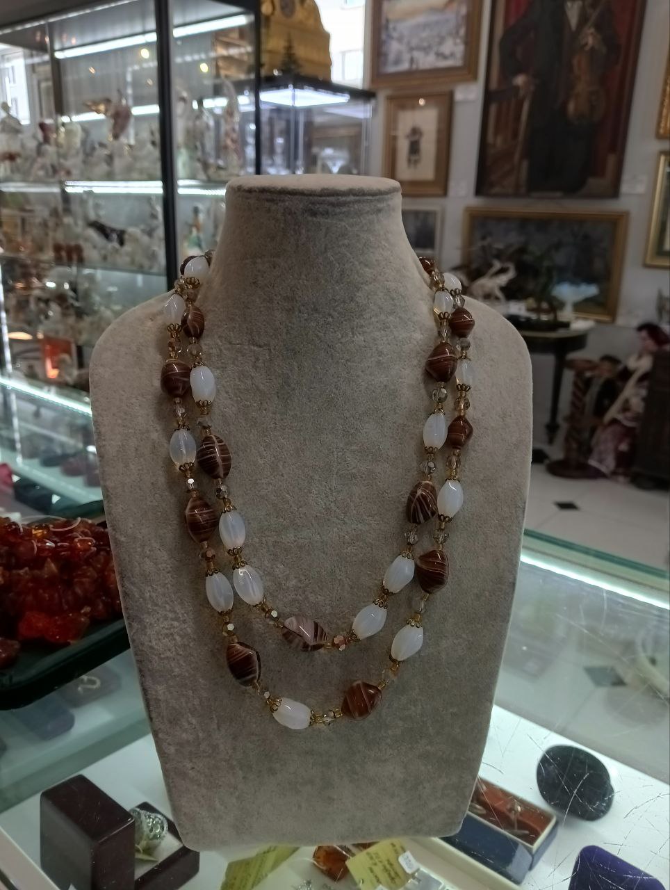 Бусы кварц, 2 ряда, СССР