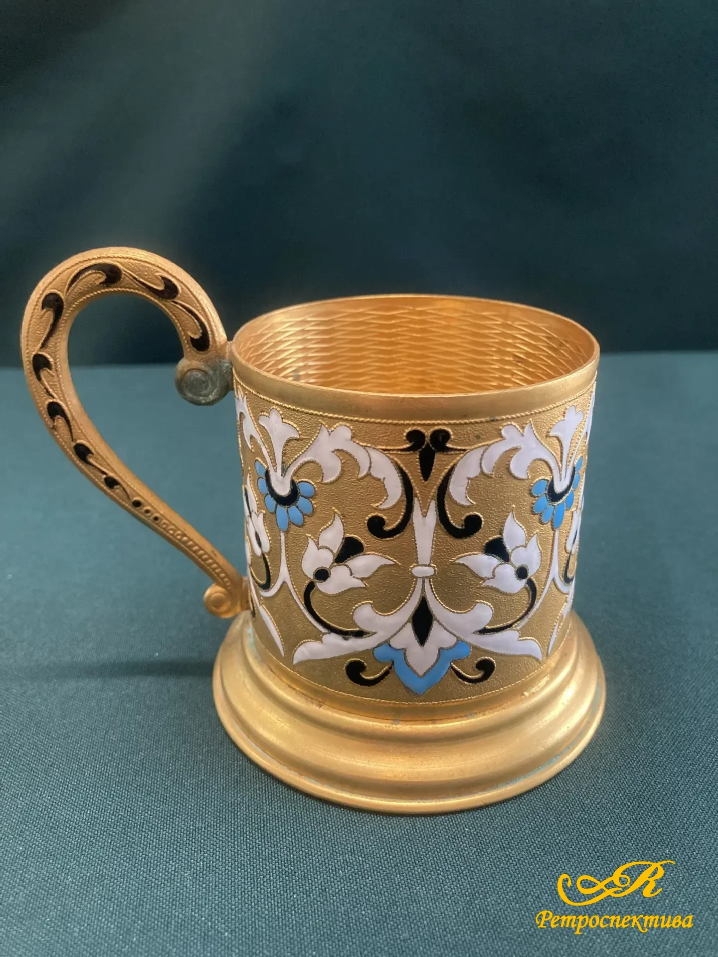 Подстаканник с горячей эмалью. ЛФ 7 МЕТАЛЛ. СССР.