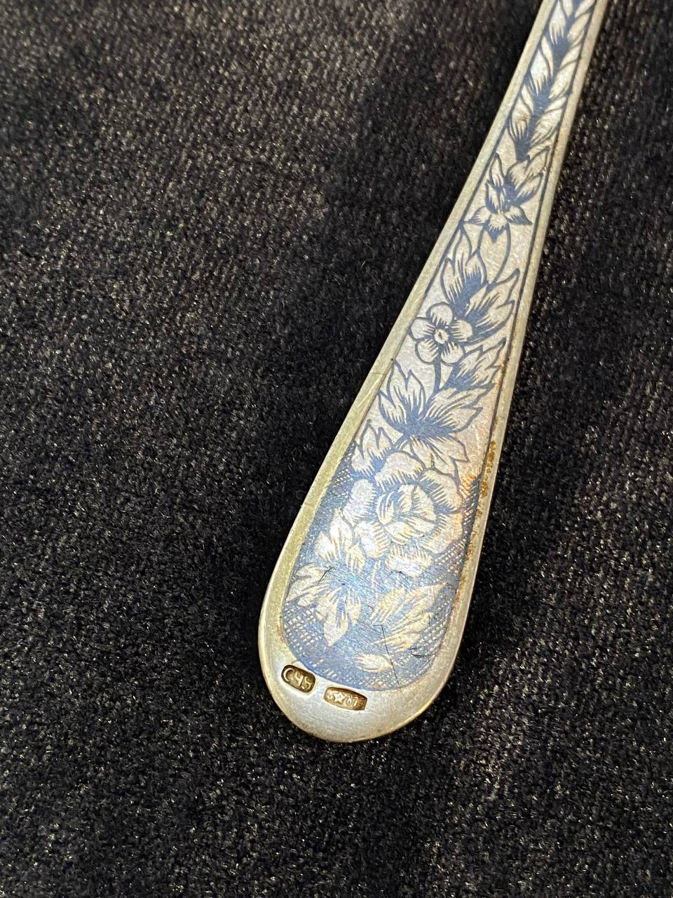 Чайная ложка серебро 875 пробы с северной чернью