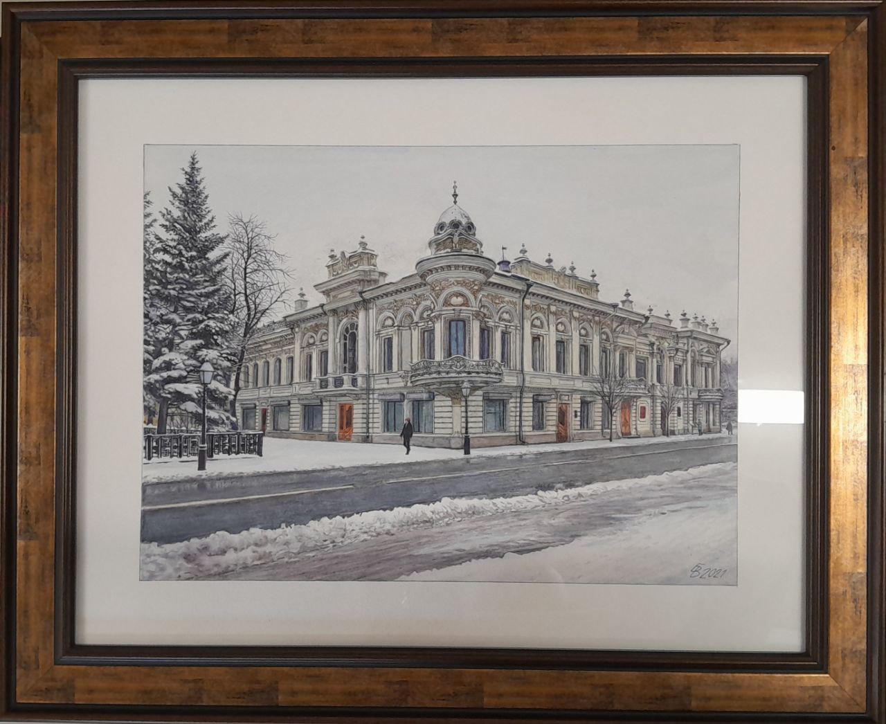 Картина «Государственная библиотека РТ» 2021 г, худ. Булатов В.Е, бумага, акварель,45,5х56 см