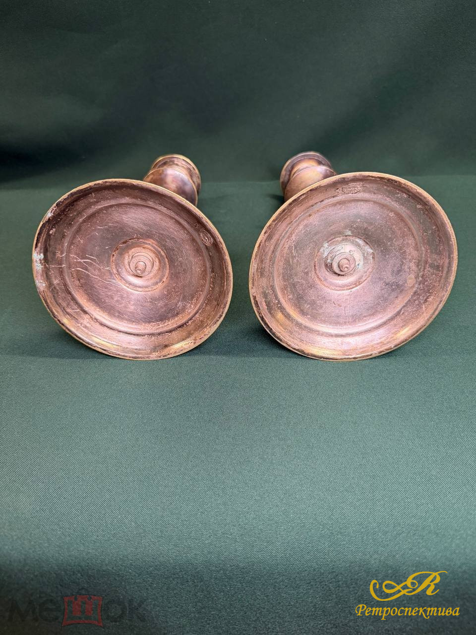 Подсвечники 2 шт, Польша, Фраже клеймо. Конец XIX нач. XX в.в. Медь,покрытие серебро.