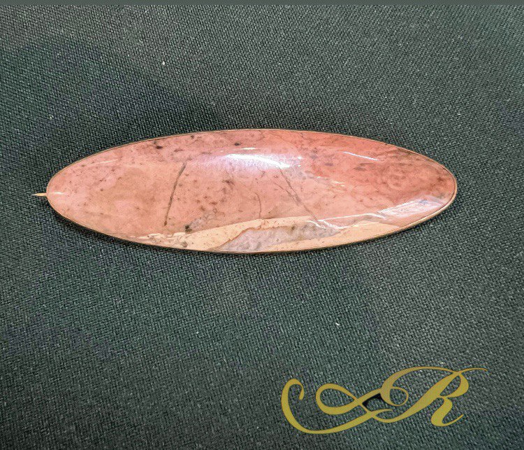 Брошь из камня, латунь. СССР.