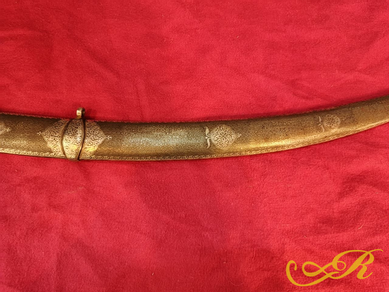 Сабля Персия : 95,5 см, ручка: кость сталь Дамаск, инкрустация серебрение,чернение, травление 