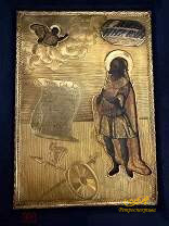 Икона «Иоанн Воин» Серебро 84*, XVIII век.