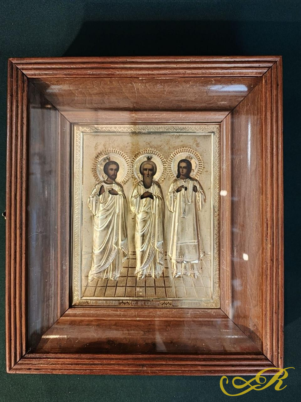 Икона «Святые мученики Гурий, Самон и Авив» в серебряном окладе. Москва, конец XIX – начало XX века