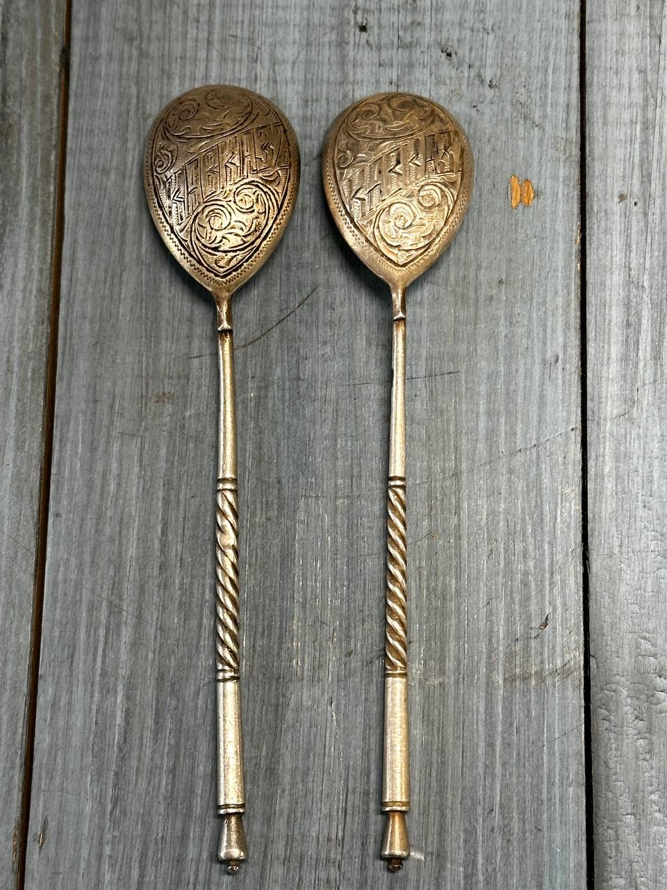 Ложки 2 шт. серебро 84 пр, Общий вес 41 грамм,  14 см