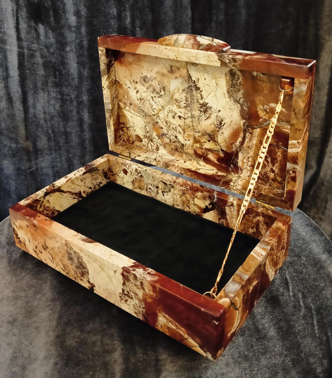 Шкатулка — Ларец большой яшма (ташбулатовская) 7х21.5х14см