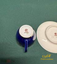 Фарфоровая кофейная пара ЛФЗ кобальт. СССР.