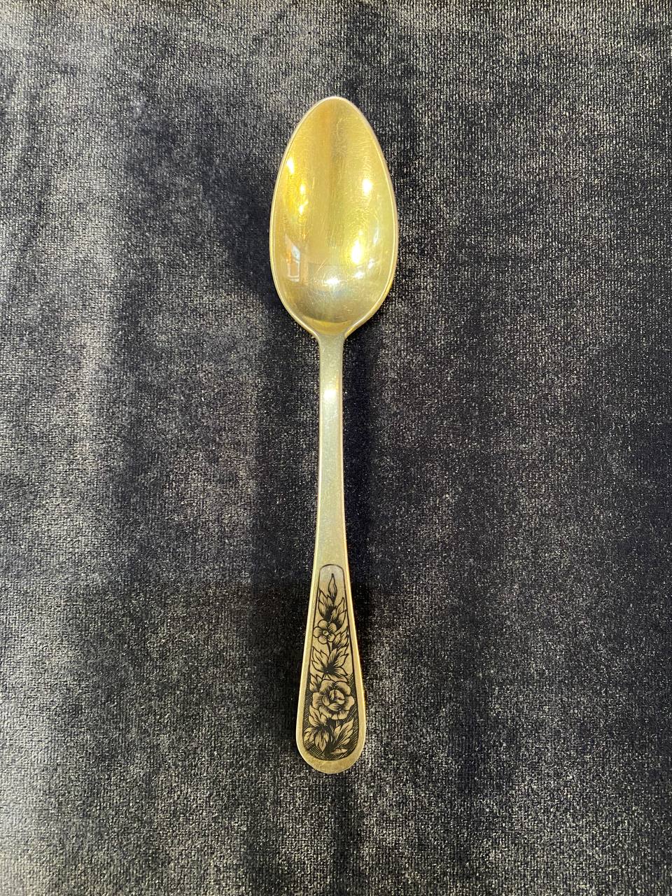 Чайная ложка серебро 875 пробы с северной чернью