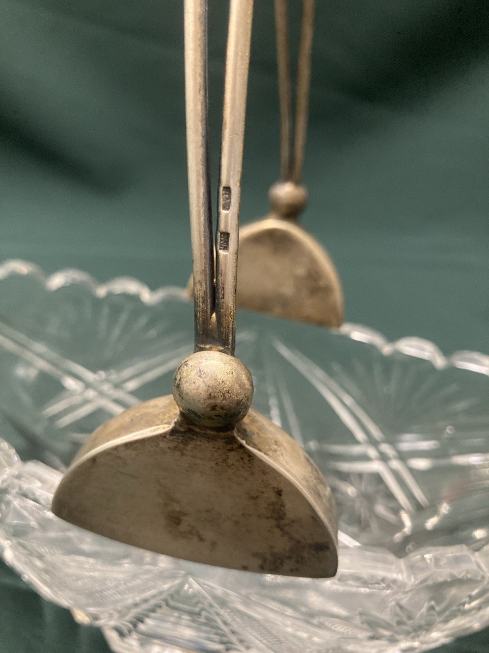 Ваза хрустальная  с серебряной ручкой. СССР.