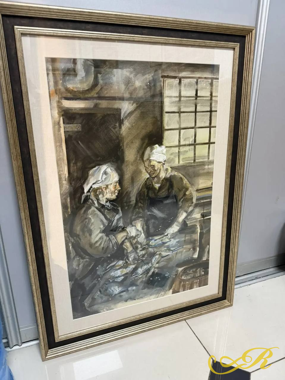 Картина «Разделка рыбы». СССР, 1965 год Бумага, акварель, гуашь.