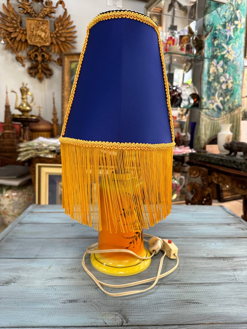 Торшер, керамика, вышивка. Размер 47 см.