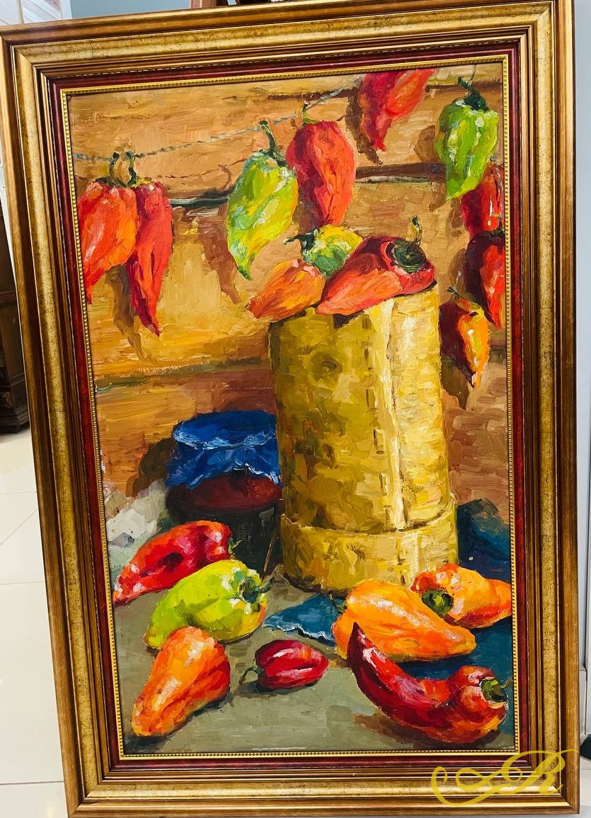 Картина "Перцы", худ. Родионова Н.В, картон масло, 80х50 см