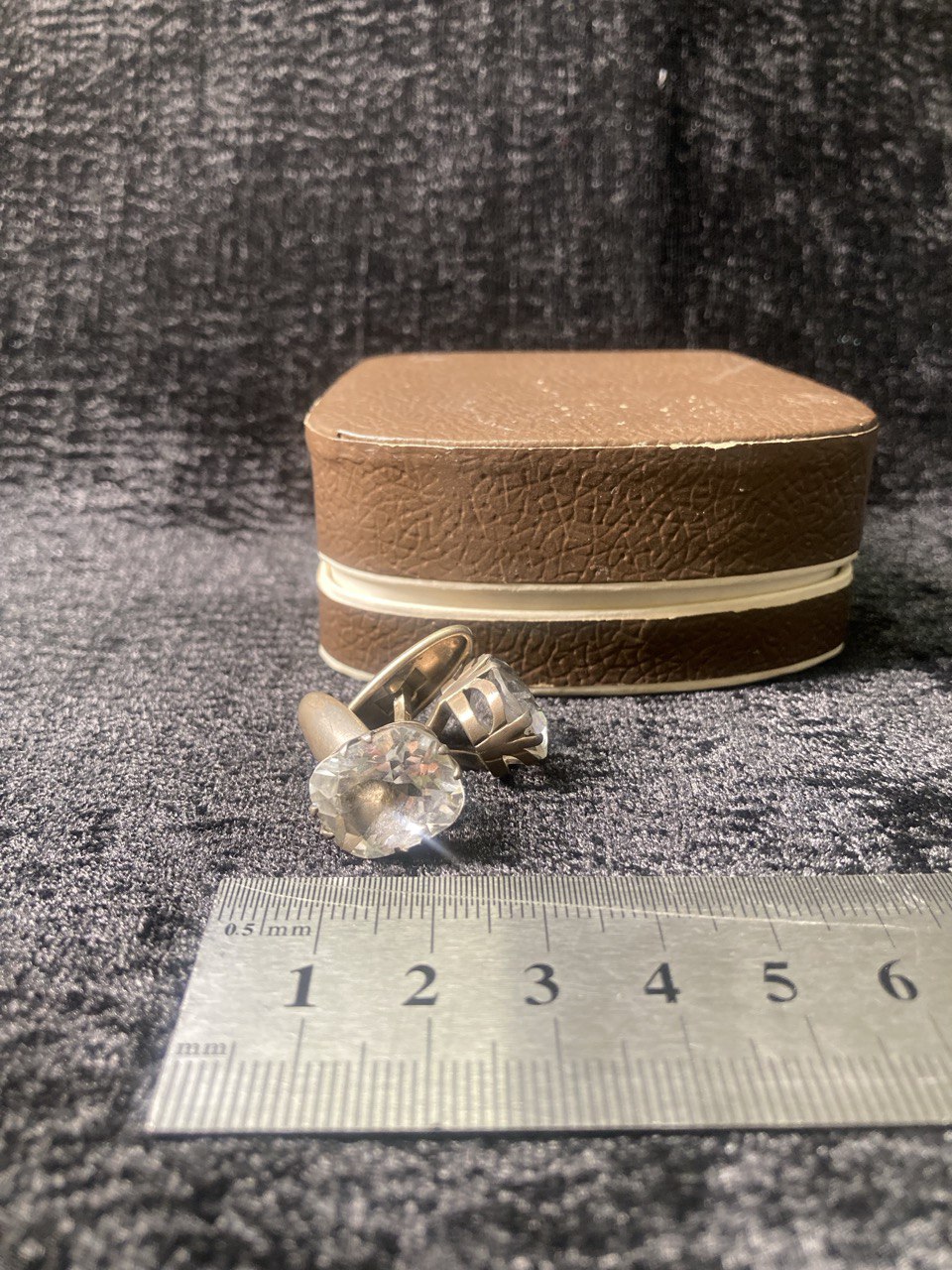 Серебряные запонки СССР. Серебро ,позолота,  горный хрусталь.