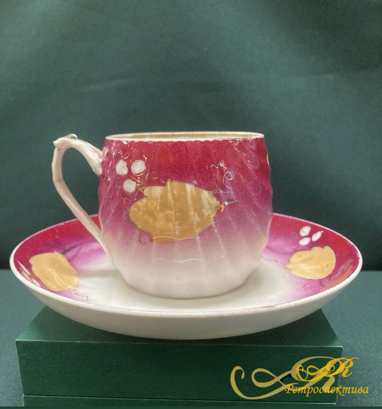 Фарфоровая чайная пара. Кузнецовский фарфор.