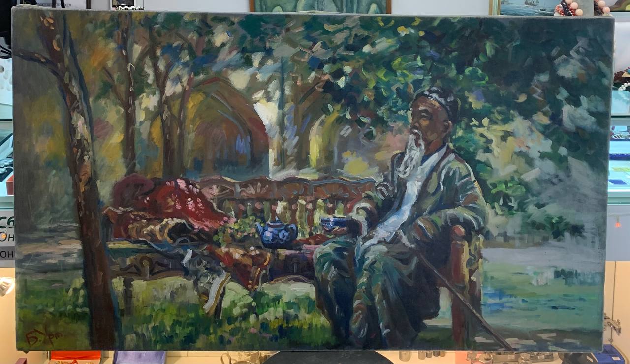 Картина "Аксакал", холст, масло, 80 х 138 см