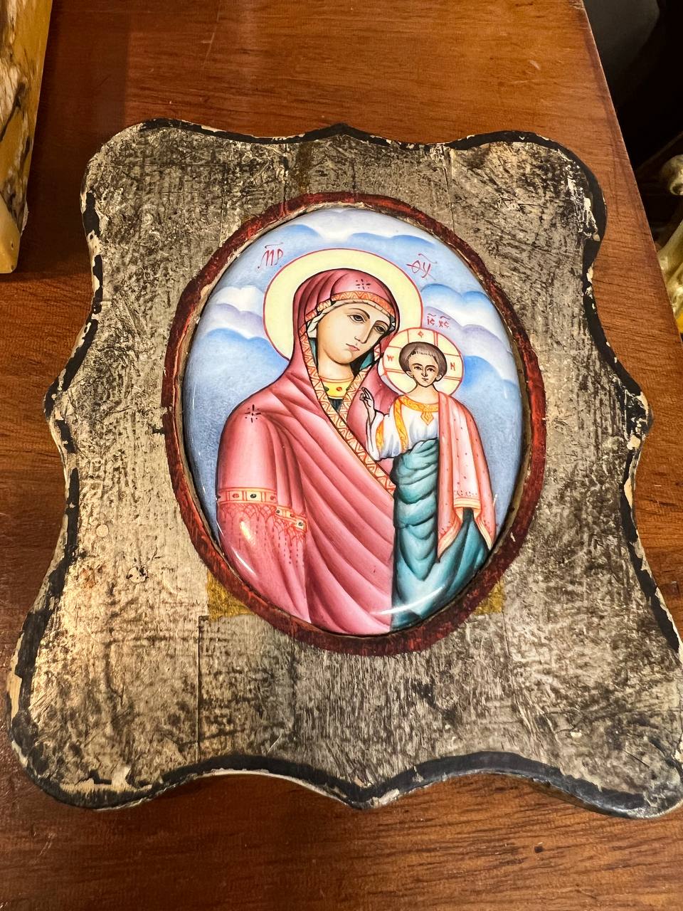 Икона "Казанской Божьей Матери", дерево, финифть