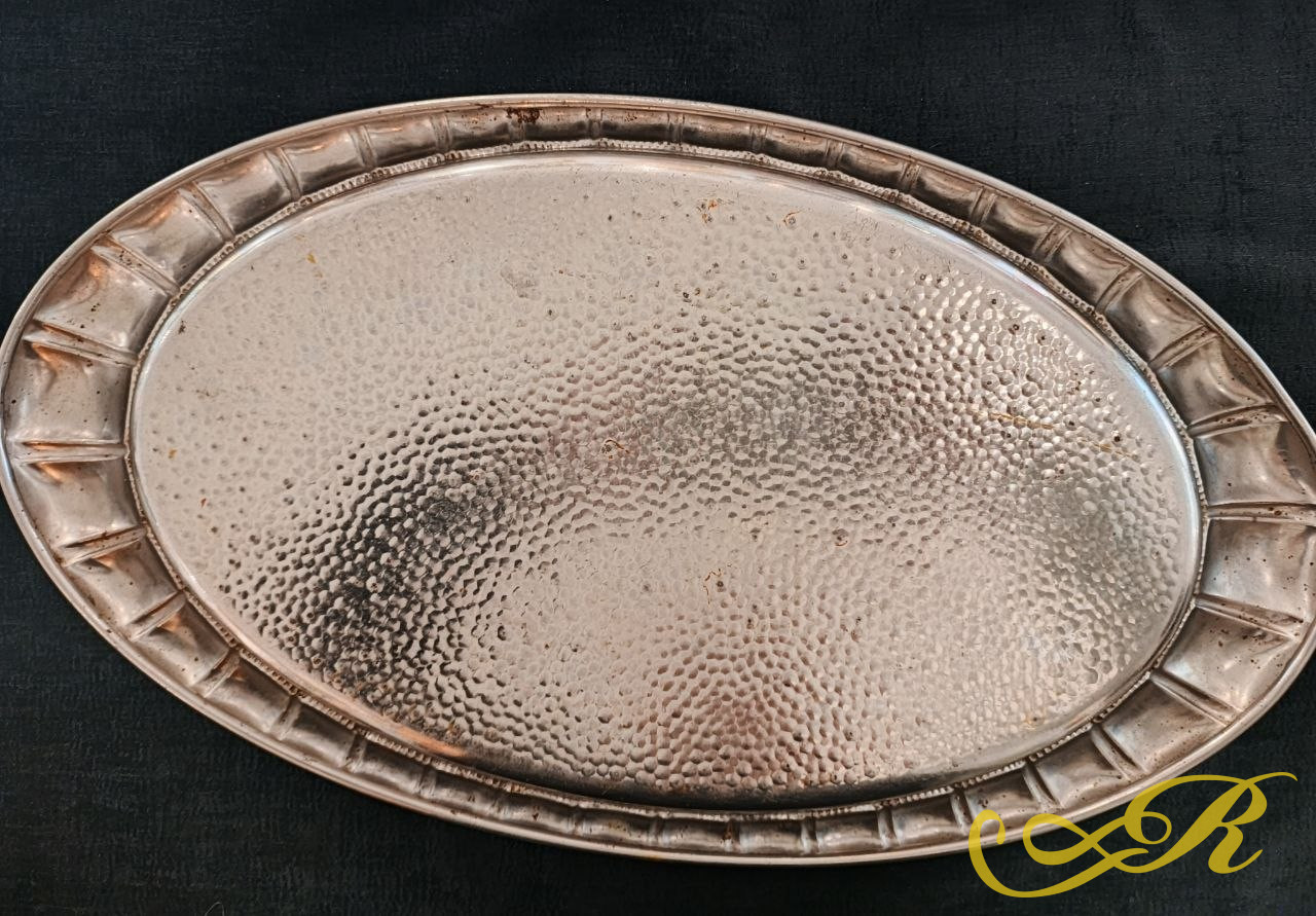  Большой винтажный поднос. Российская империя. Т.Кольчугина. 52,5x29 см.