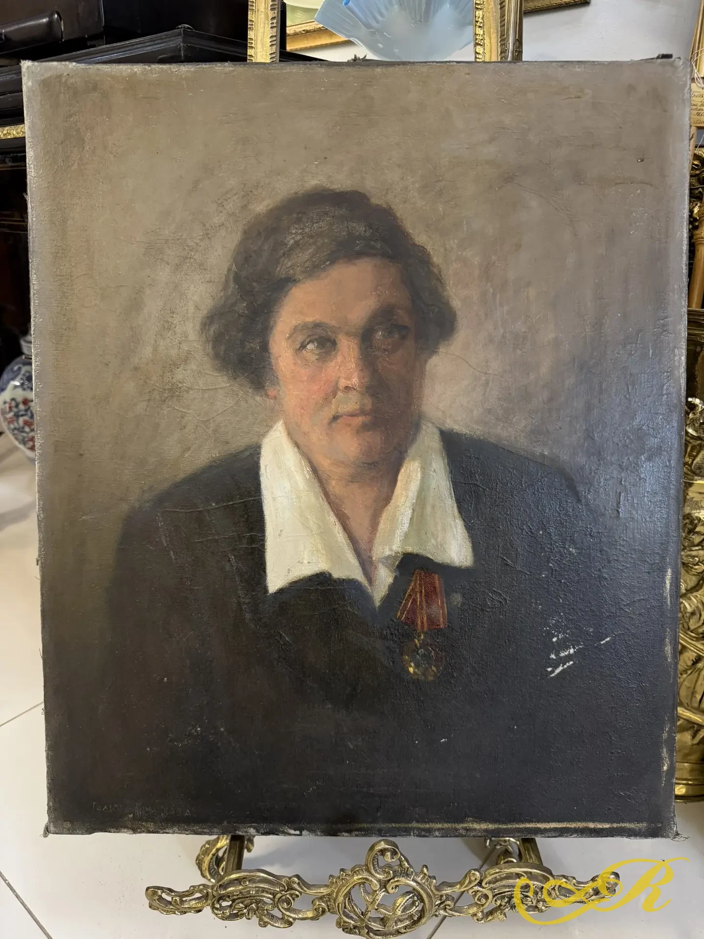 РАСПРОДАЖА ! Портрет женщины с орденом. Художник Прыткова Г.Н. СССР. Холст, масло.