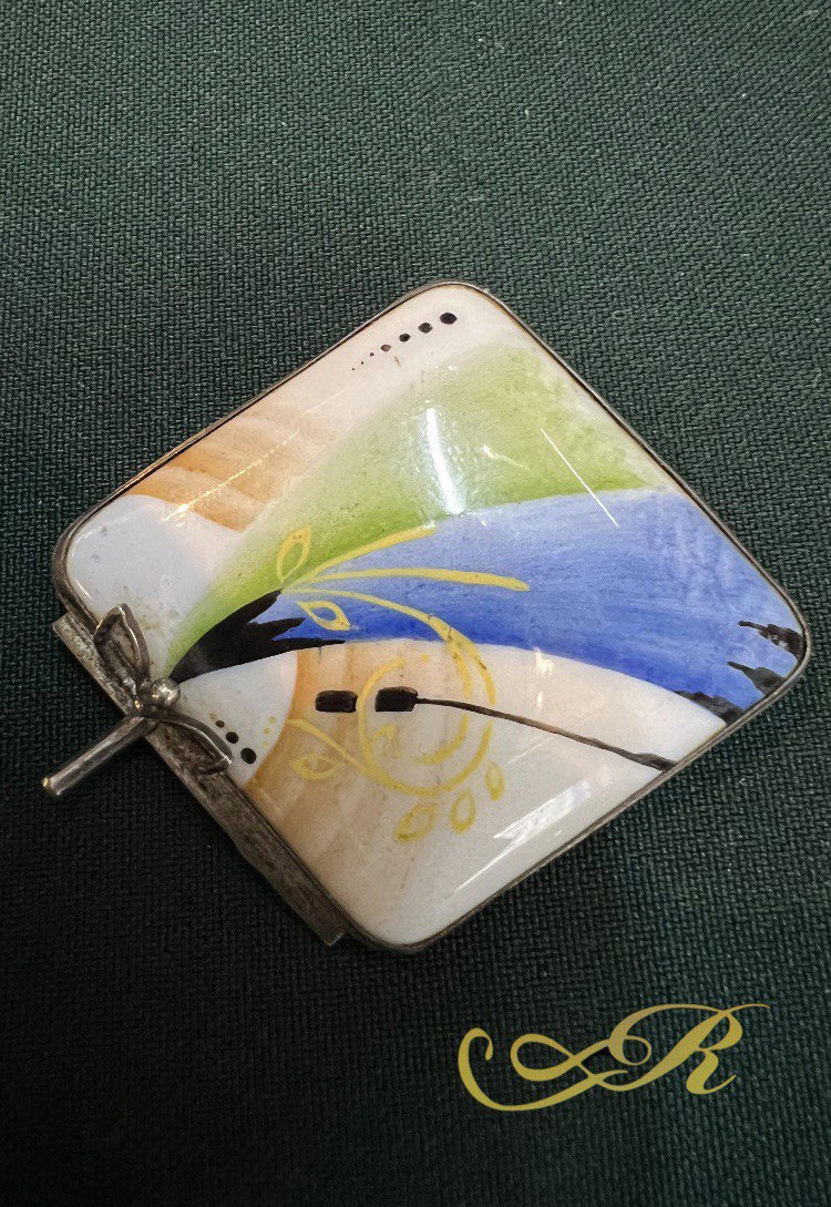 Брошь серебро 925 пр.18,1 гр.  финифть. СССР.