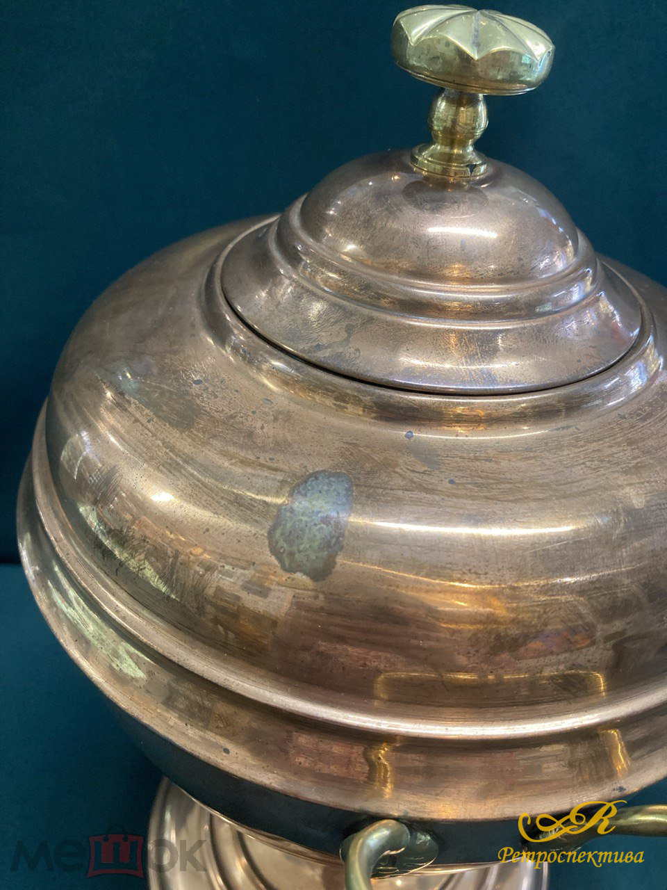 Самовар - бульотка Англия. XIX в. ( Ручки - листочки). Медь, бронза.