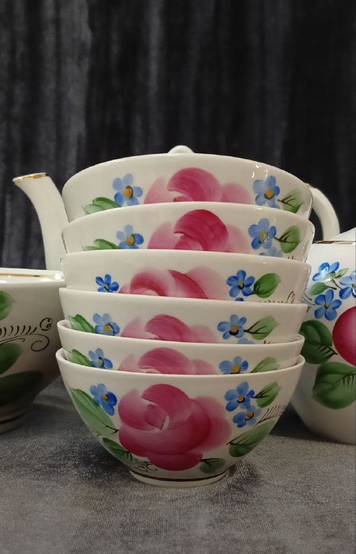 Татарский чайный сервиз, Вербилки, фарфор, живопись, золочение