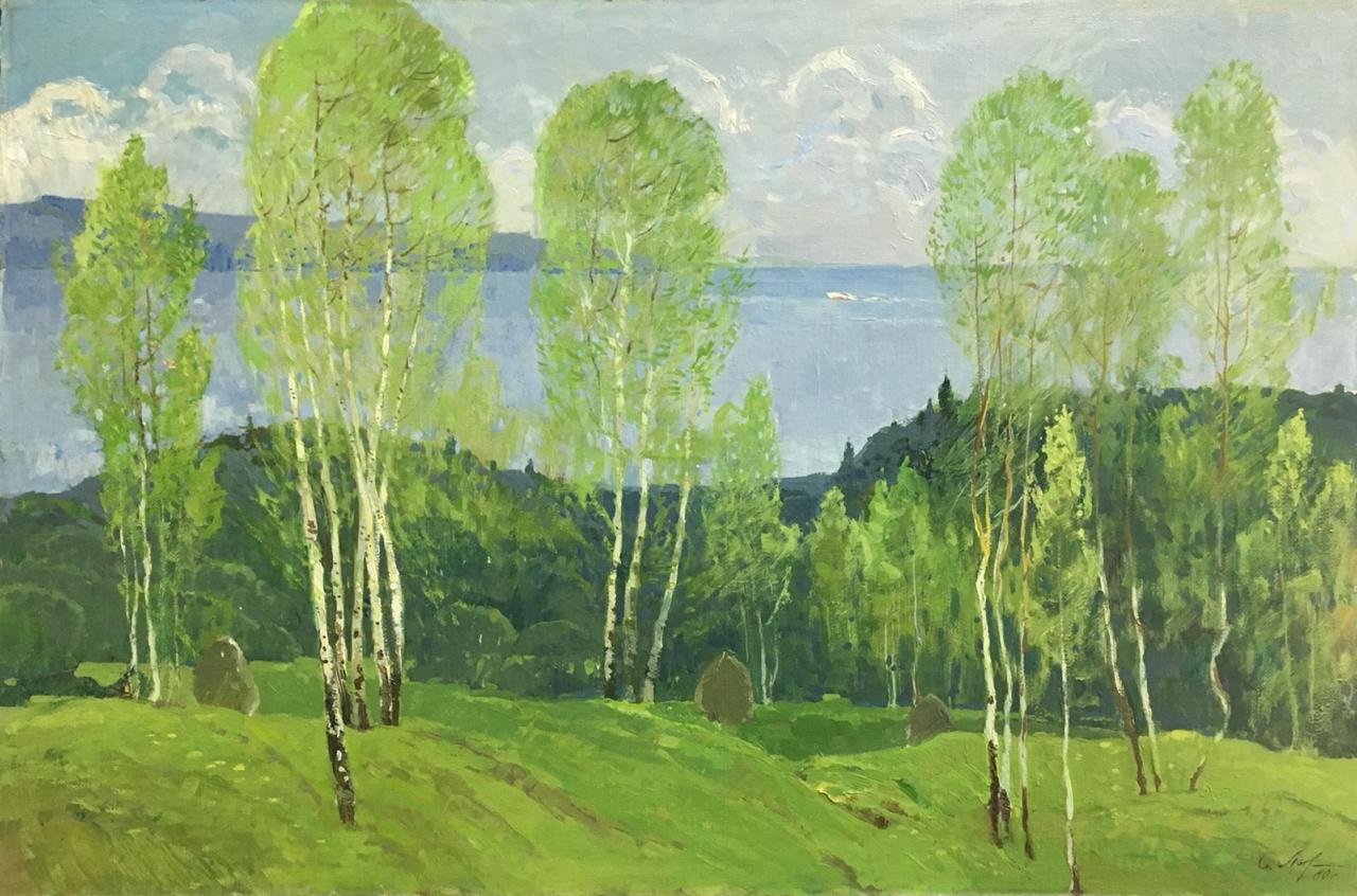 Картина "Волга у Гребеней" 1980 год