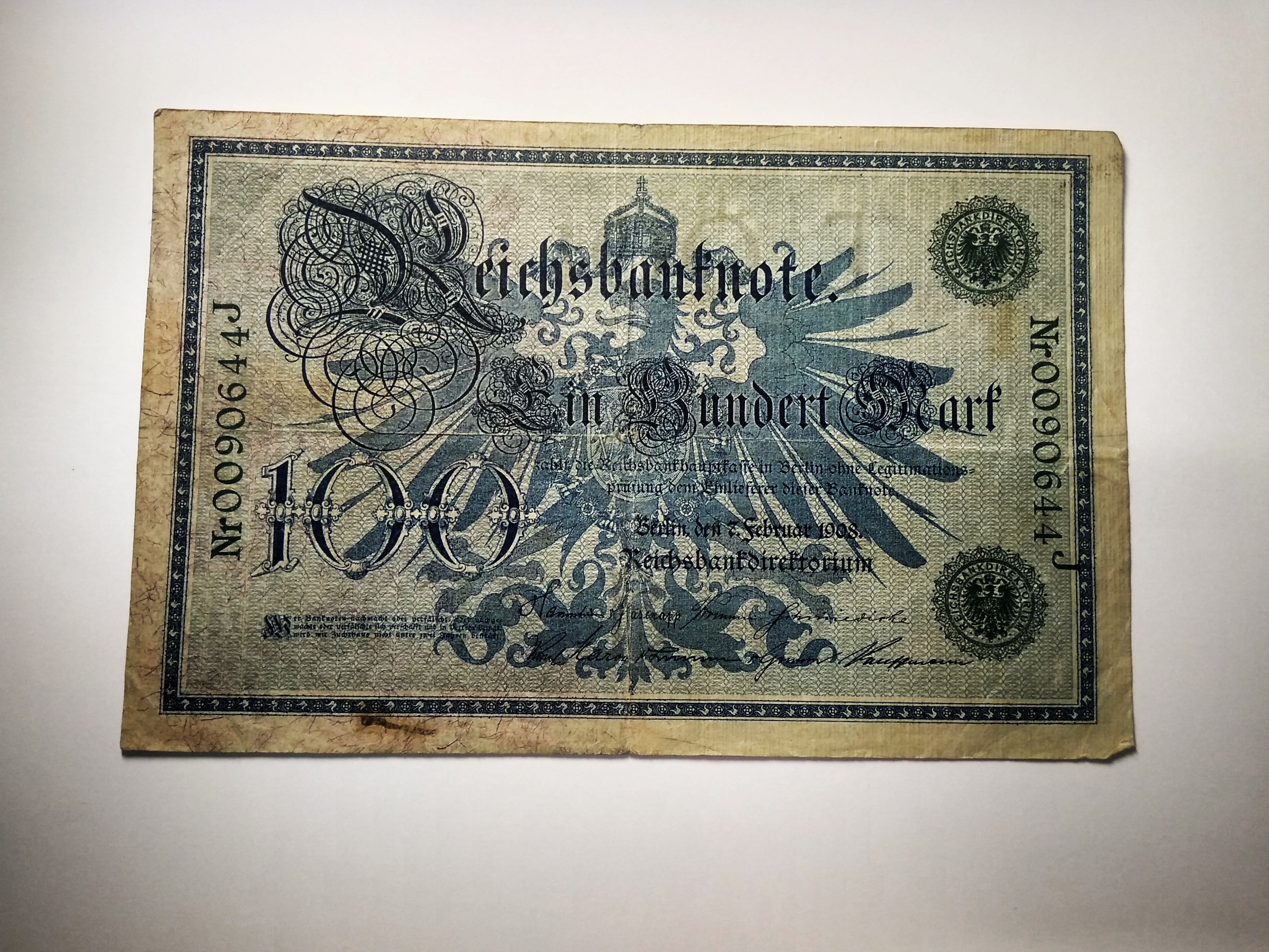100 рейхсбанкнот 1908 года