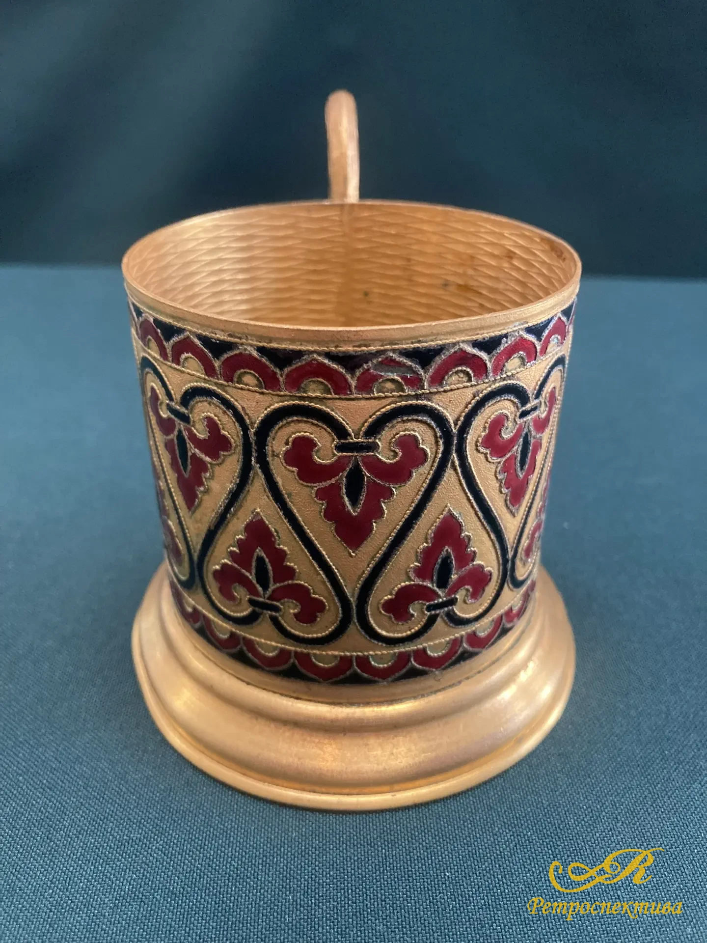 Подстаканник с эмалью. Клеймо ЛФ7 МЕТАЛЛ. СССР.