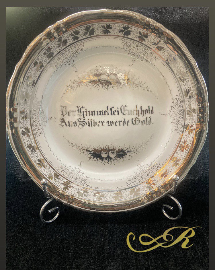 Фарфоровая тарелка «Серебро становится золотом», Германия, 20 в.