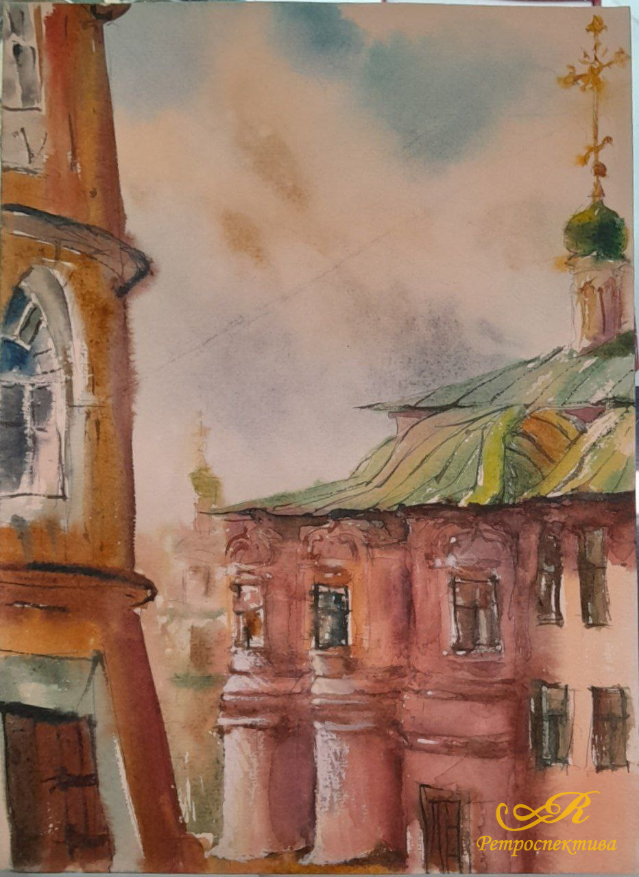 Картина «Ивановский монастырь», 2008 г, худ. Флегонтов А.С, бумага,акварель,21х30 см