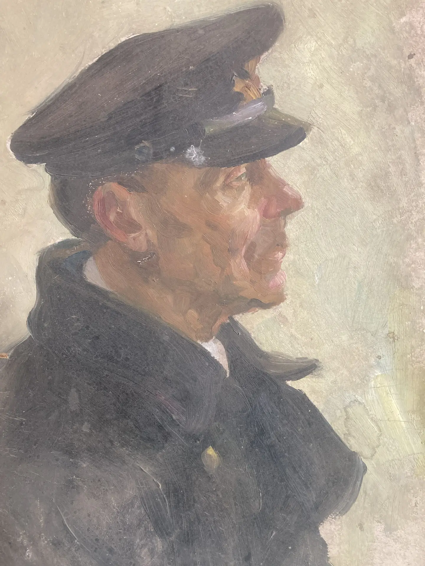 РАСПРОДАЖА ! Портрет " Речник" Прытков А.А. 1963 г. Картон , масло. 50,5 х 36 см.