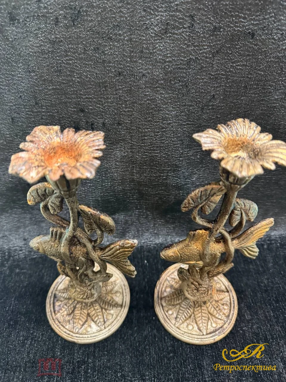 Подсвечники пара, бронза 2 полов.ХХ в, Касли.