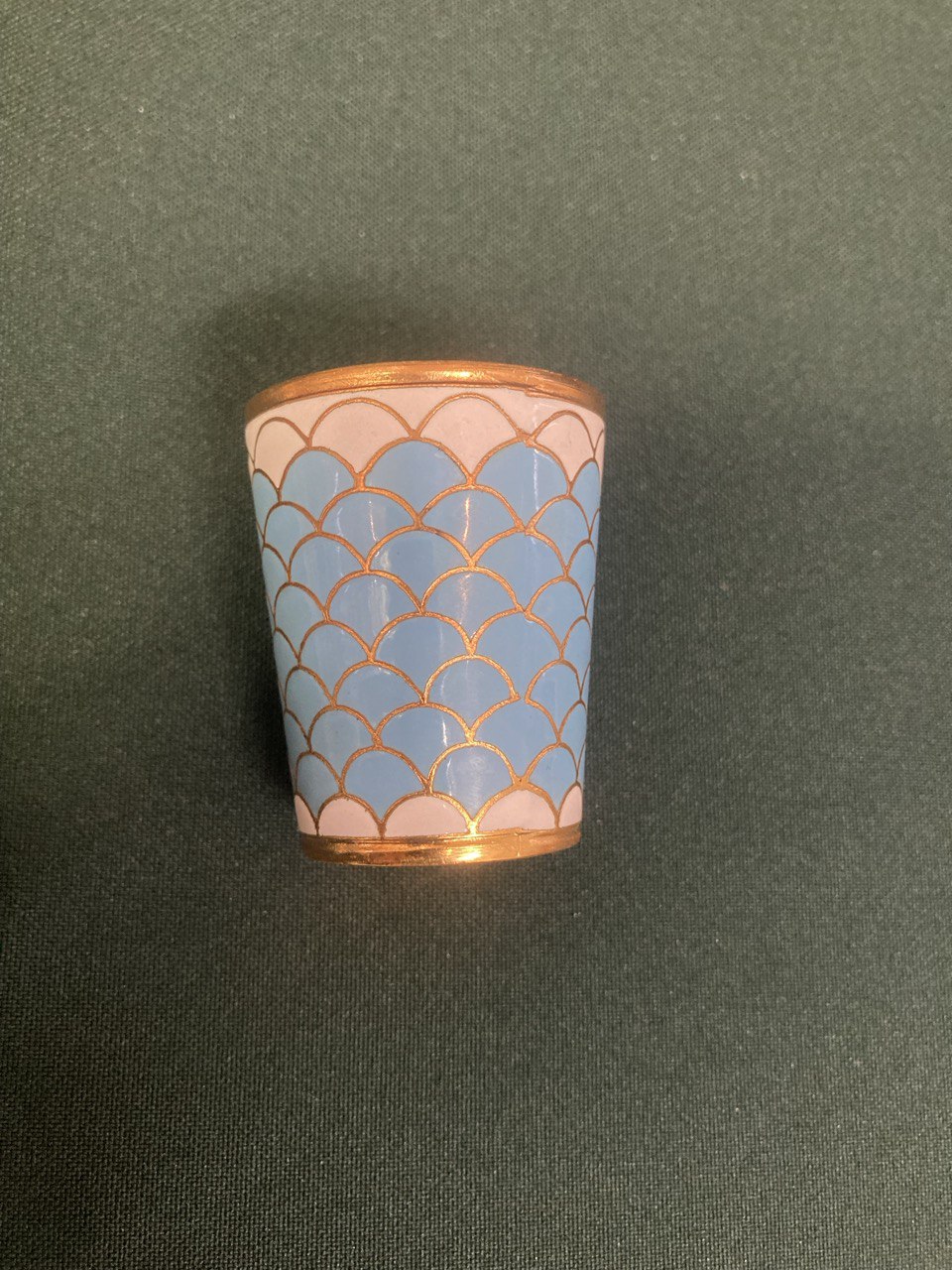 Стопка с голубой эмалью.Позолота.