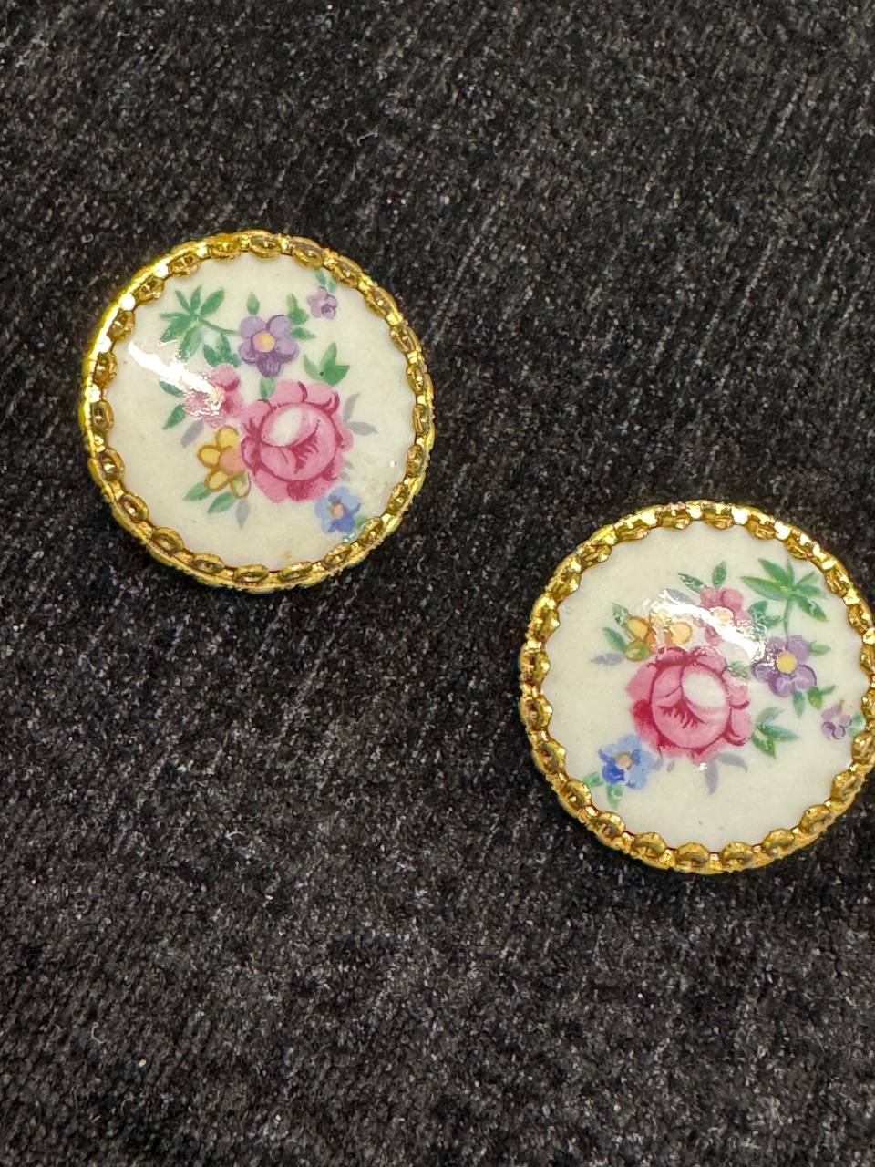 Винтажный Чешский набор колье и клипсы. Фарфор, медь, жемчуг, эмали,времен СССР