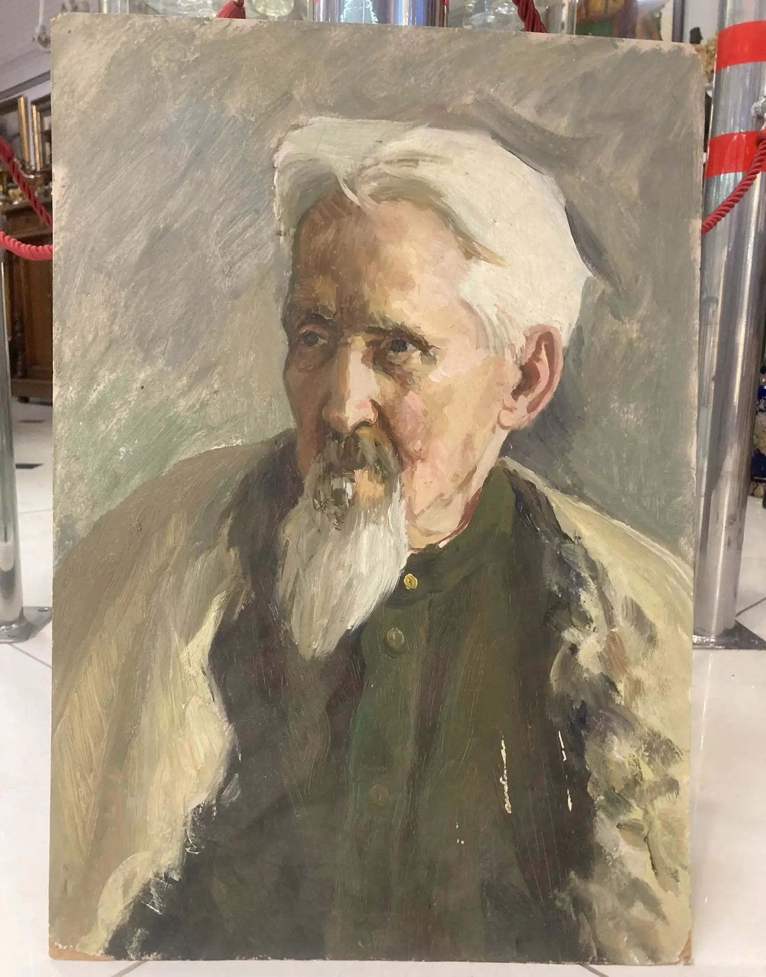 РАСПРОДАЖА ! Портрет пожилого мужчины. Прытков А.А. 1971 г. Картон , масло. Размер 50 х 34,5 см.