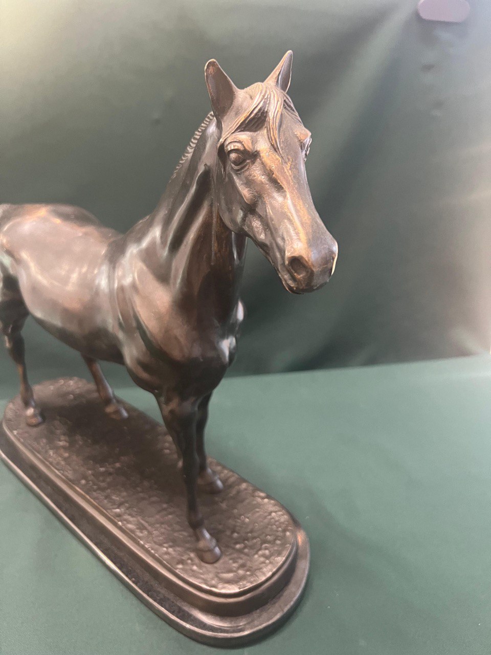 Скульптура "Конь". Р.J.Mene подписная. 1855 год. Бронза, патина. Размер 38 х 45 х 14 см.