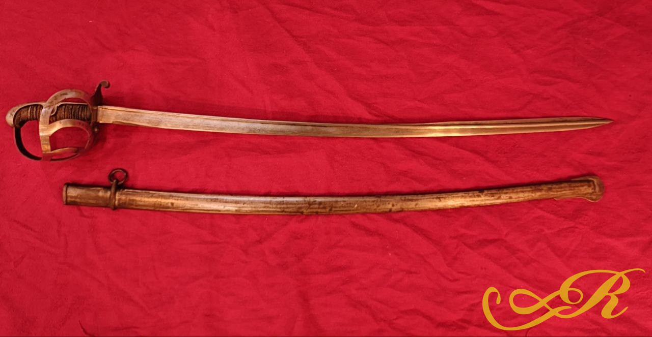  Шпага 96 см бронза, стал ножны кожа, клеймо в виде шпаги на клинке